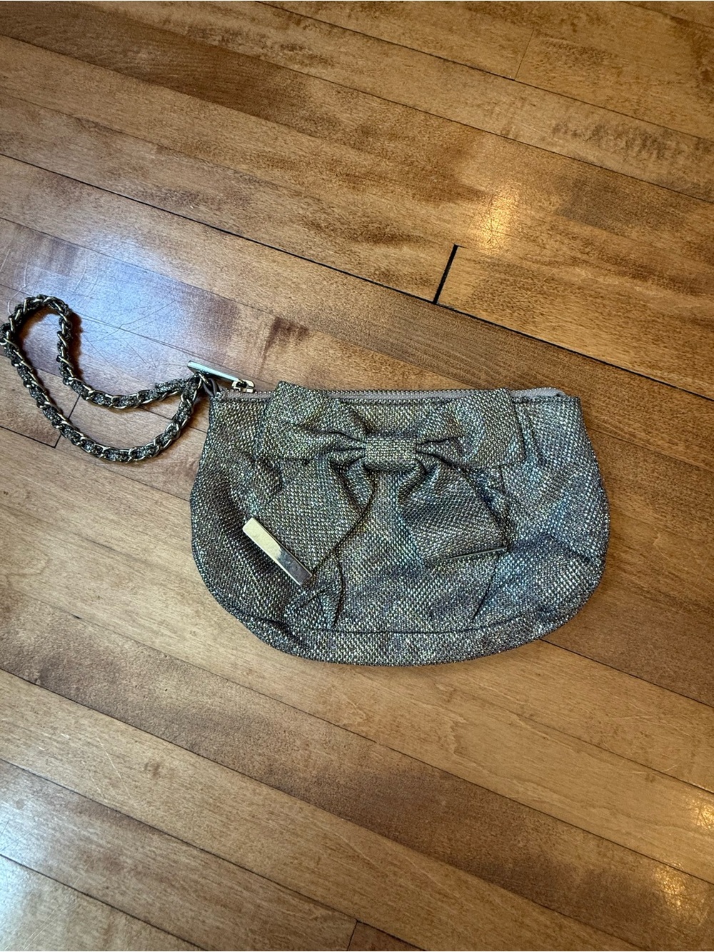 Express Shimmer Bow Wristlet Clutch